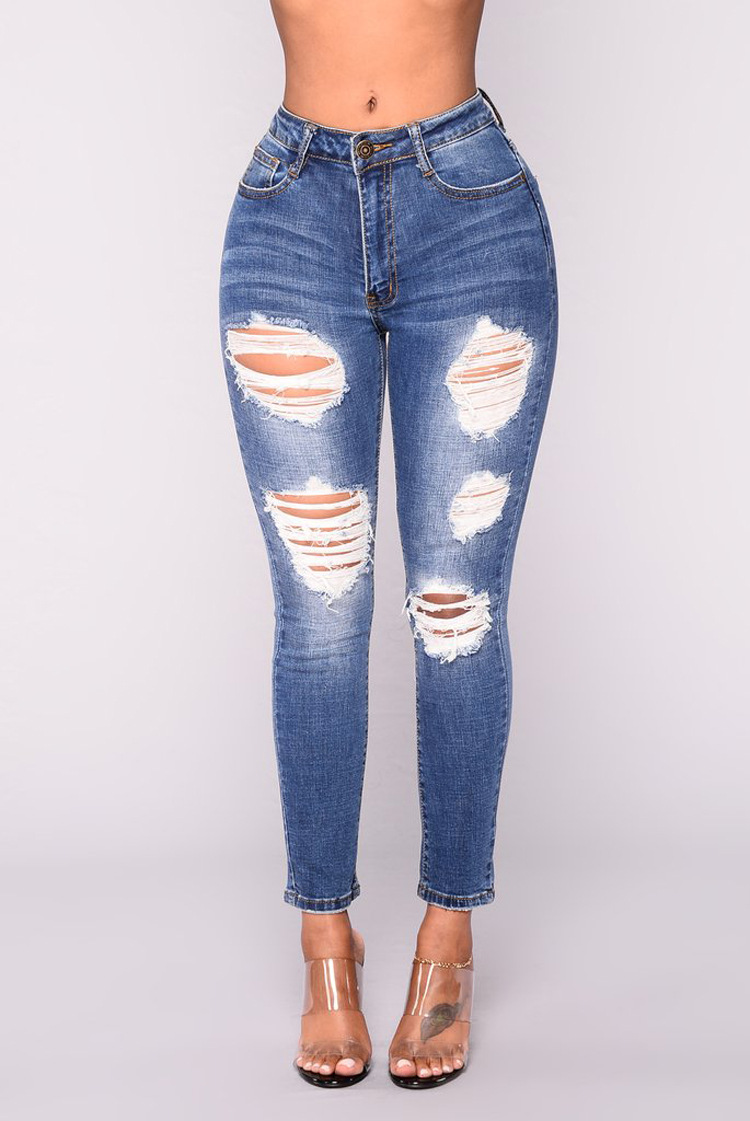 SZ60108 distressed ripped skinny jeans